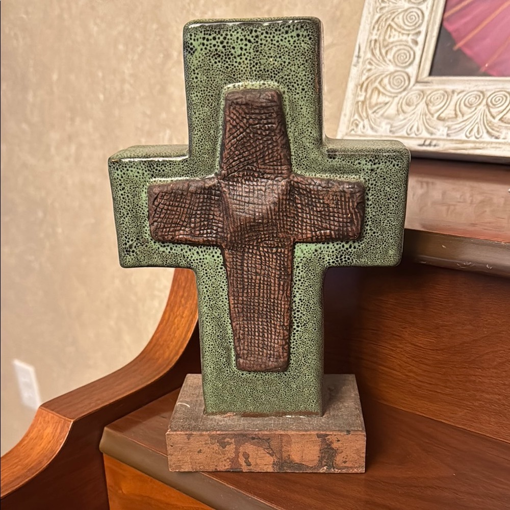 Green and Brown Cross Decor